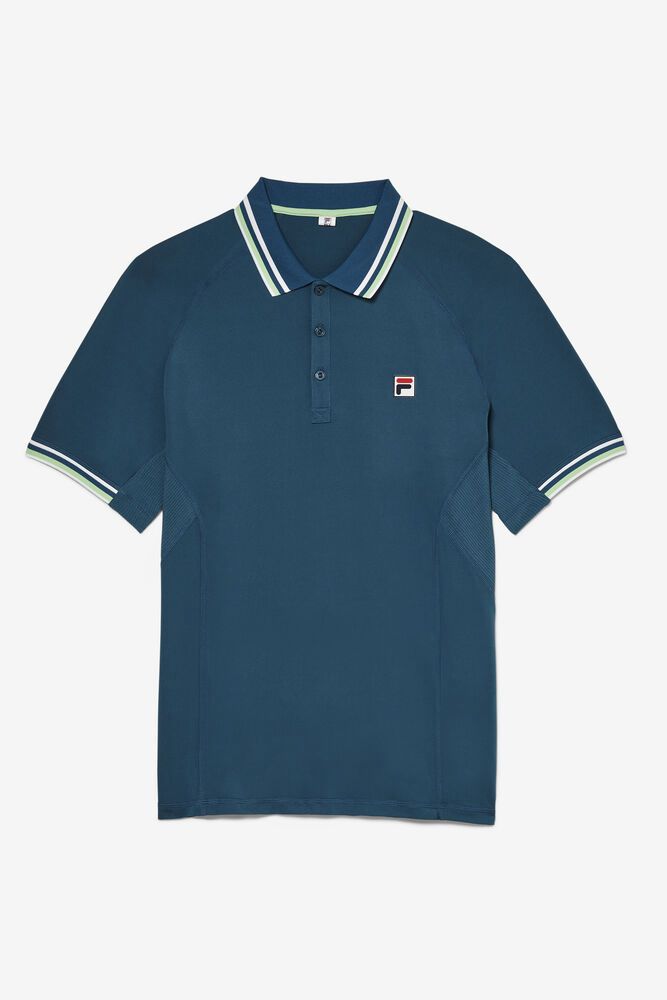 Polo Fila Barbati Albastri Baseline Maneca Scurta PYHJ-96807